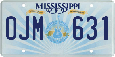 MS license plate OJM631