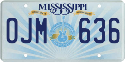 MS license plate OJM636