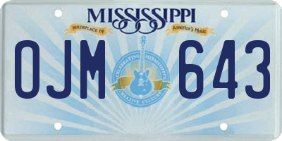 MS license plate OJM643