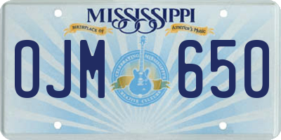 MS license plate OJM650