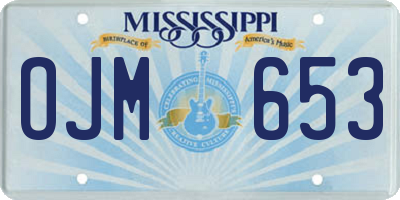 MS license plate OJM653