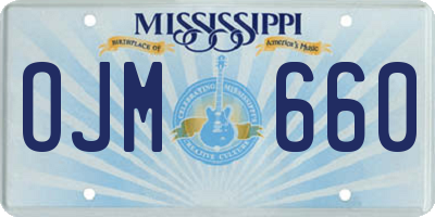 MS license plate OJM660