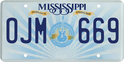 MS license plate OJM669