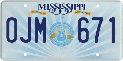 MS license plate OJM671