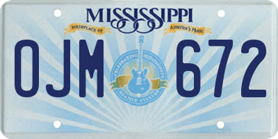 MS license plate OJM672
