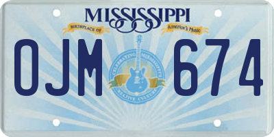 MS license plate OJM674