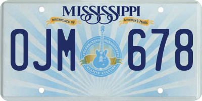 MS license plate OJM678