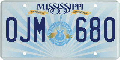 MS license plate OJM680