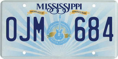MS license plate OJM684