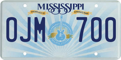 MS license plate OJM700