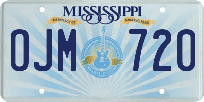 MS license plate OJM720
