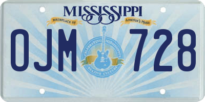 MS license plate OJM728