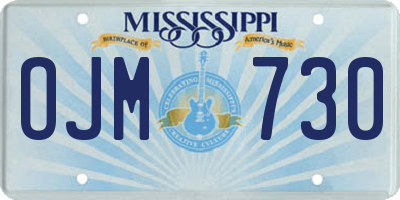 MS license plate OJM730