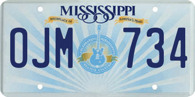 MS license plate OJM734
