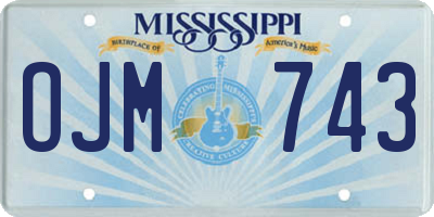 MS license plate OJM743