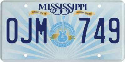 MS license plate OJM749