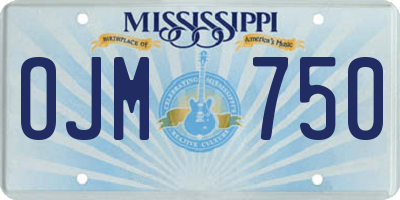 MS license plate OJM750