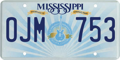 MS license plate OJM753