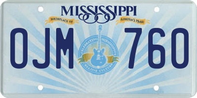 MS license plate OJM760