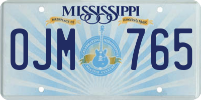MS license plate OJM765