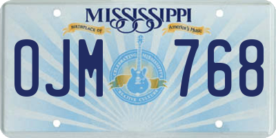 MS license plate OJM768