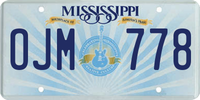 MS license plate OJM778