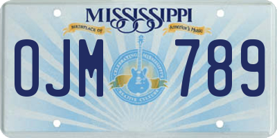 MS license plate OJM789