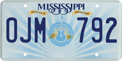 MS license plate OJM792