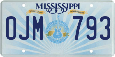 MS license plate OJM793
