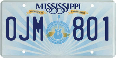 MS license plate OJM801