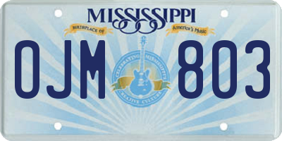 MS license plate OJM803