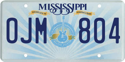 MS license plate OJM804