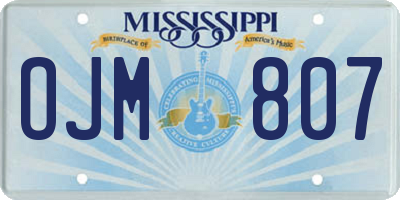 MS license plate OJM807