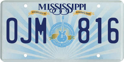 MS license plate OJM816