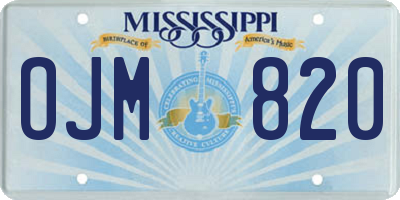 MS license plate OJM820