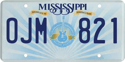 MS license plate OJM821