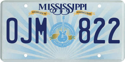 MS license plate OJM822