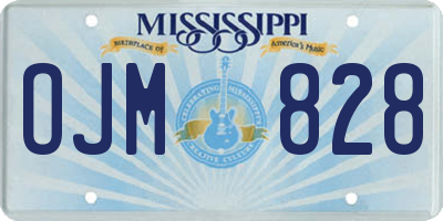 MS license plate OJM828