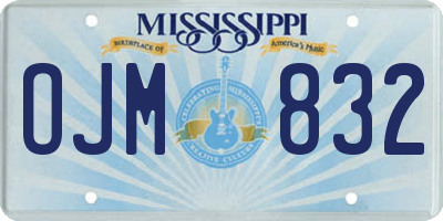 MS license plate OJM832