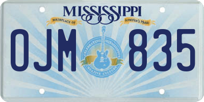 MS license plate OJM835