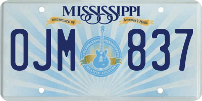 MS license plate OJM837