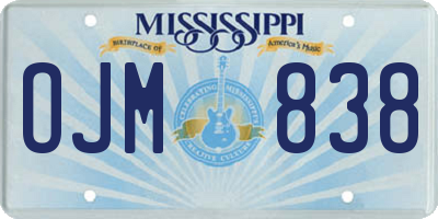 MS license plate OJM838