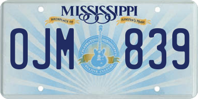 MS license plate OJM839
