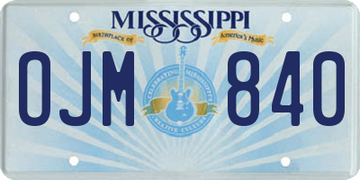 MS license plate OJM840