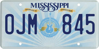 MS license plate OJM845