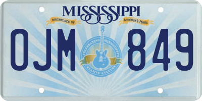 MS license plate OJM849