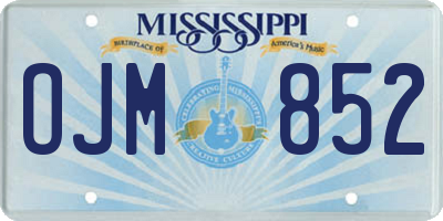 MS license plate OJM852