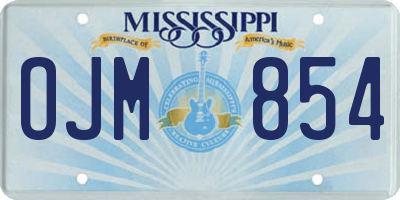 MS license plate OJM854
