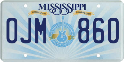 MS license plate OJM860