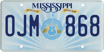 MS license plate OJM868